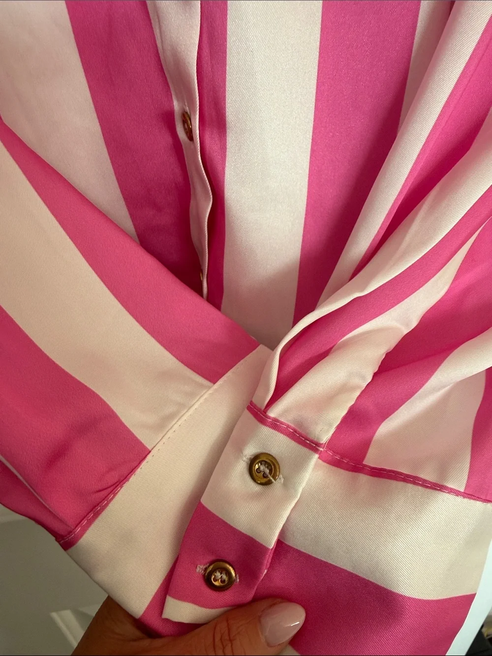 Sundry Pink and White Vertical Stripe Button-Down Shirt